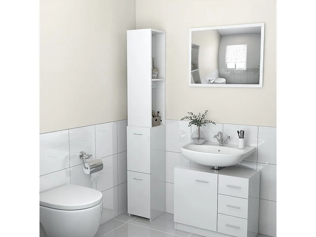 Colonne de salle de bain Blanc brillant 25x25x170