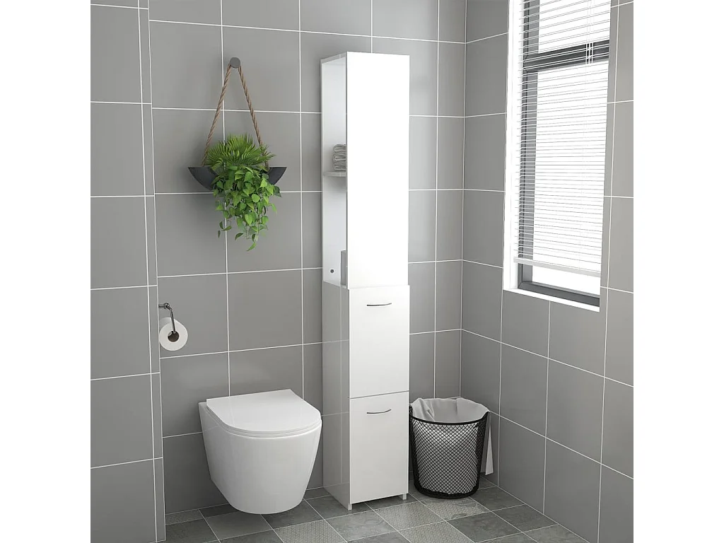 Colonne de salle de bain Blanc brillant 25x25x170