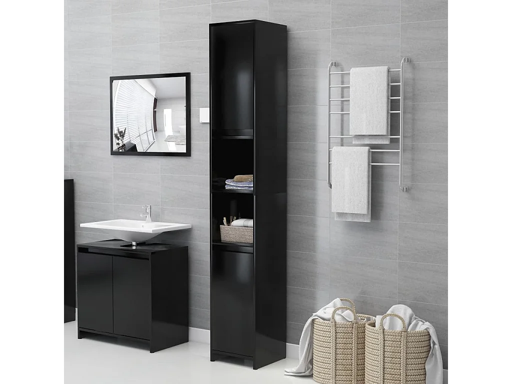 Armoire de salle de bain Noir 30x30x183,5