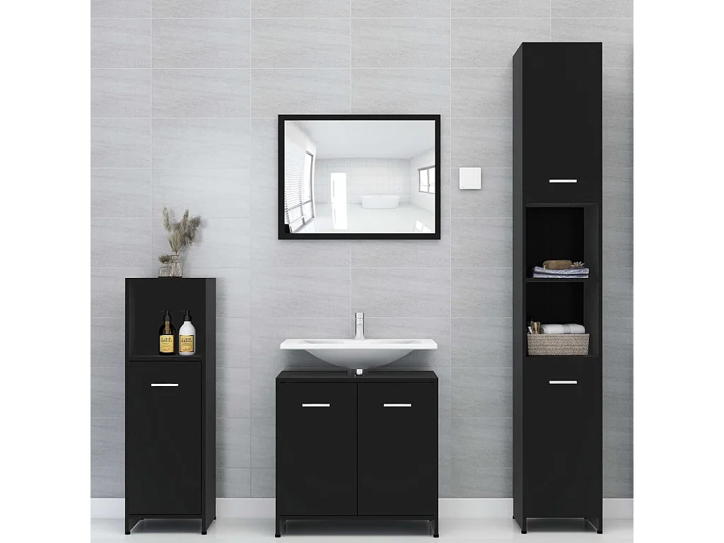 Armoire de salle de bain Noir 30x30x95