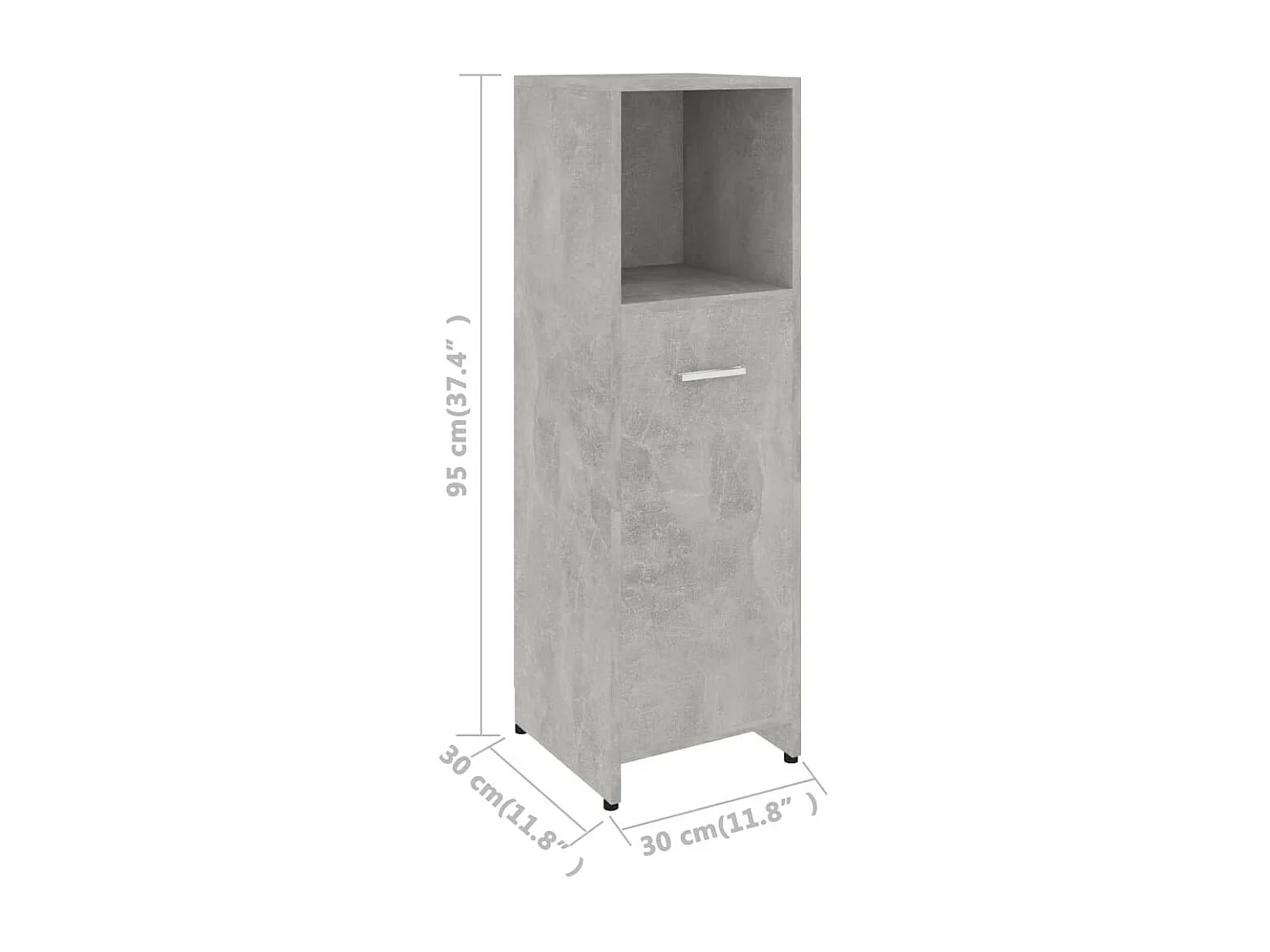 Armoire de salle de bain Gris béton 30x30x95 3
