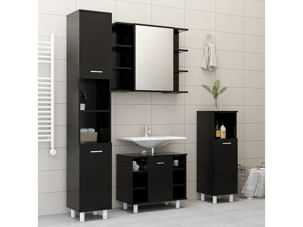 Armoire de salle de bain Noir 30x30x179