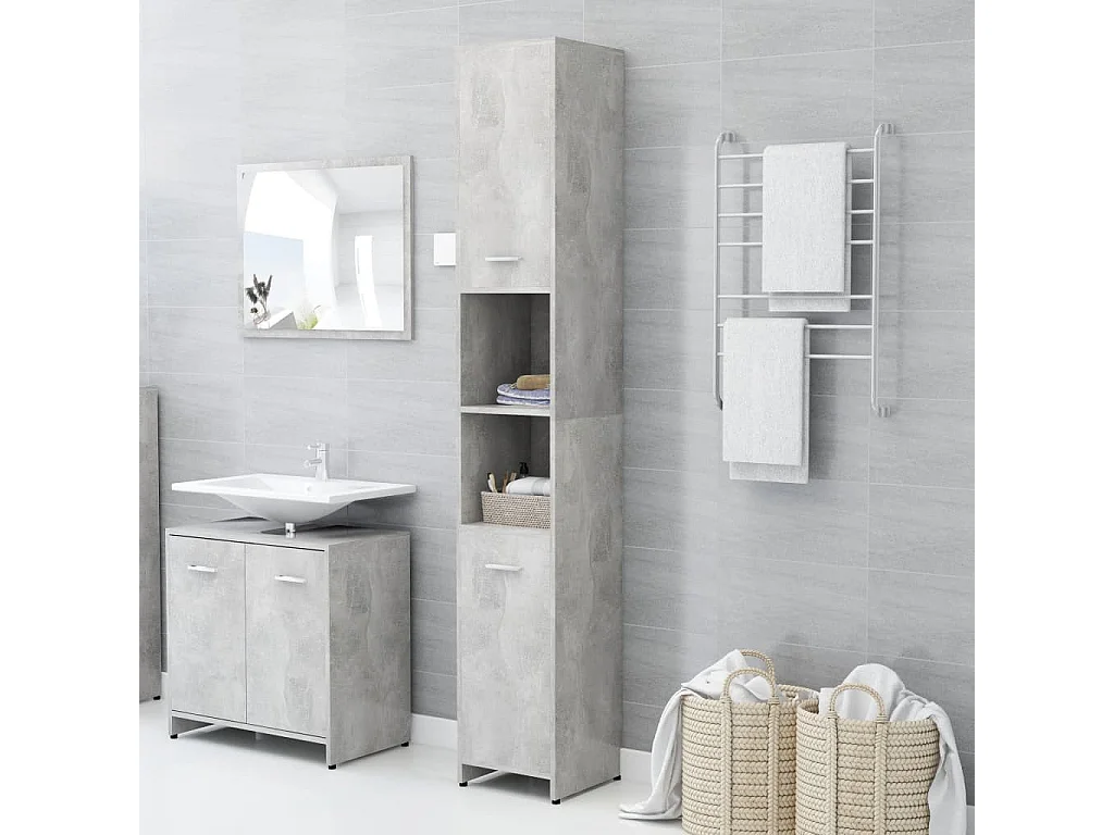 Colonne de salle de bain Gris béton 30x30x183,5