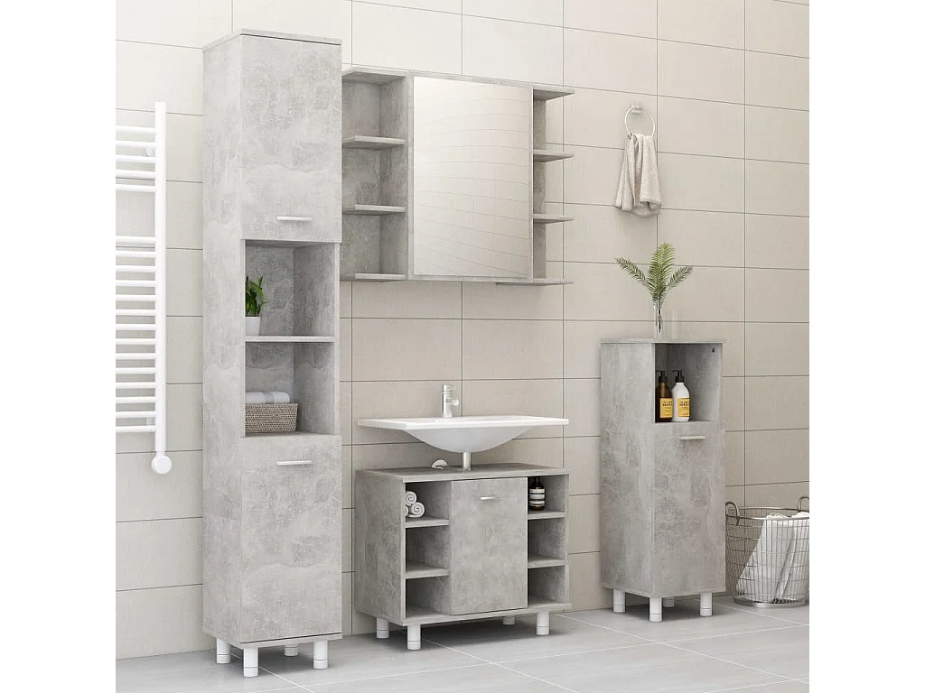 Armoire de salle de bain Gris béton 30x30x95 2