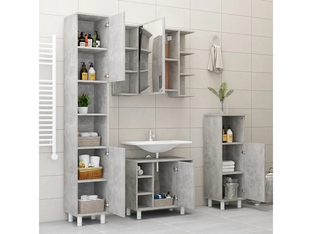 Armoire de salle de bain Gris béton 30x30x95 2