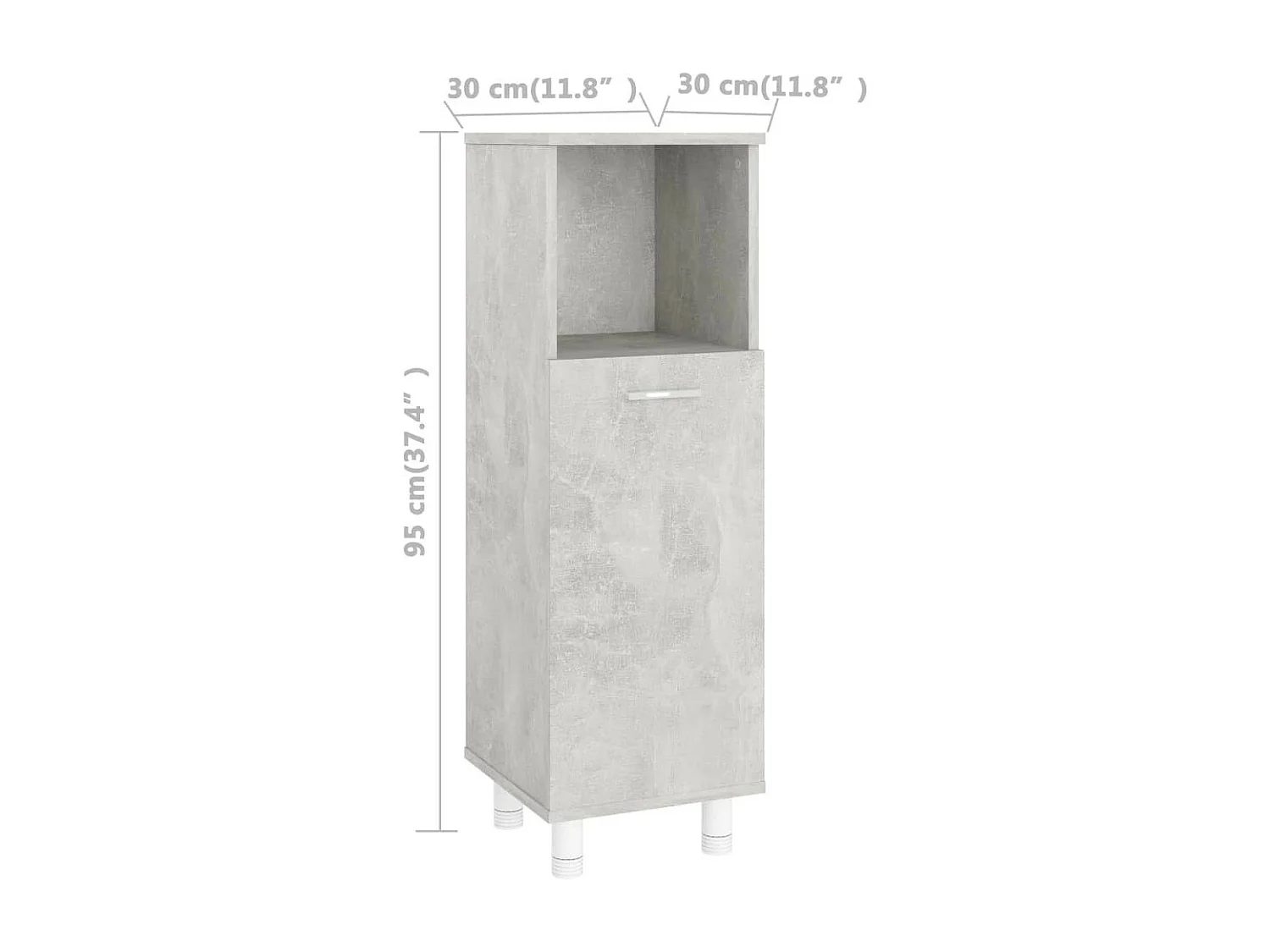 Armoire de salle de bain Gris béton 30x30x95 2