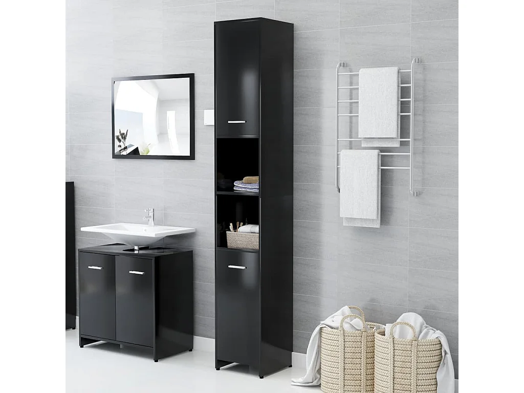 Armoire de salle de bain Noir 30x30x183,5 2