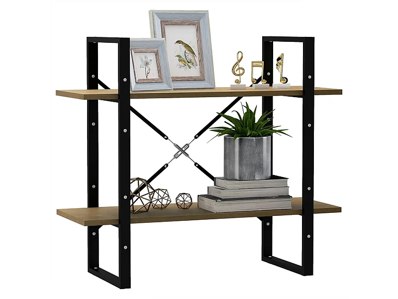 Bibliothèque à 2 niveaux Marron 80x30x70 Bois de pin massif