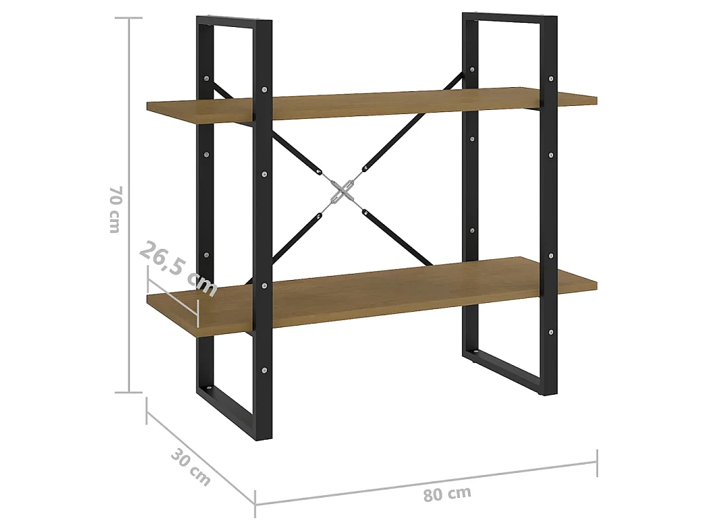 Bibliothèque à 2 niveaux Marron 80x30x70 Bois de pin massif