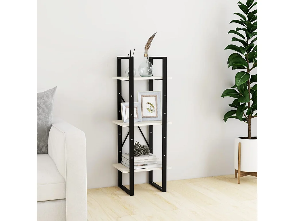 Bibliothèque à 3 niveaux Blanc 40x30x105 Bois de pin massif