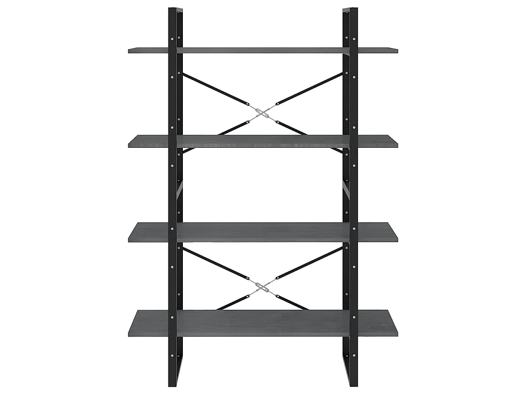 Bibliothèque à 4 niveaux Gris 100x30x140 Bois de pin massif