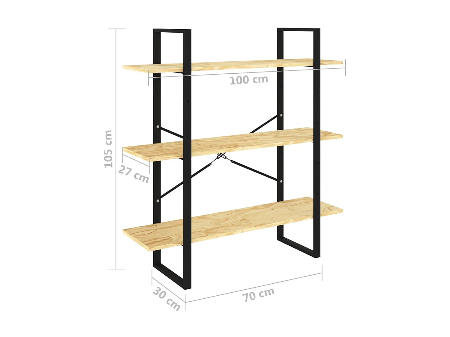 Bibliothèque à 3 niveaux 100x30x105 Bois de pin massif