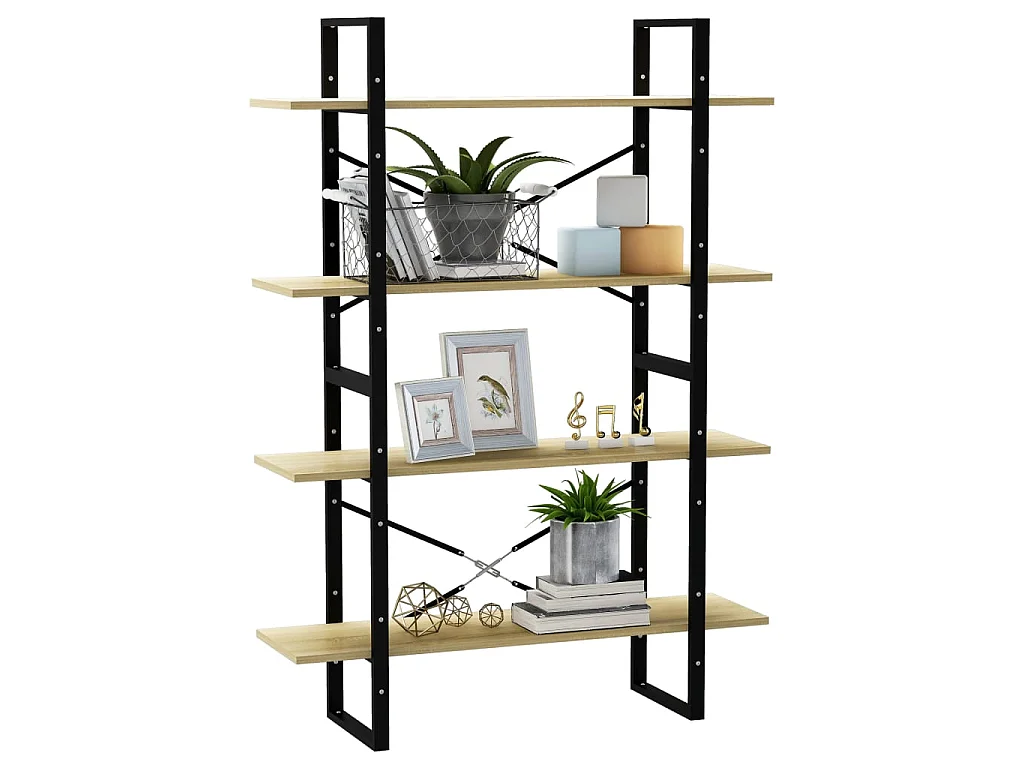 Bibliothèque à 4 niveaux Chêne sonoma 100x30x140