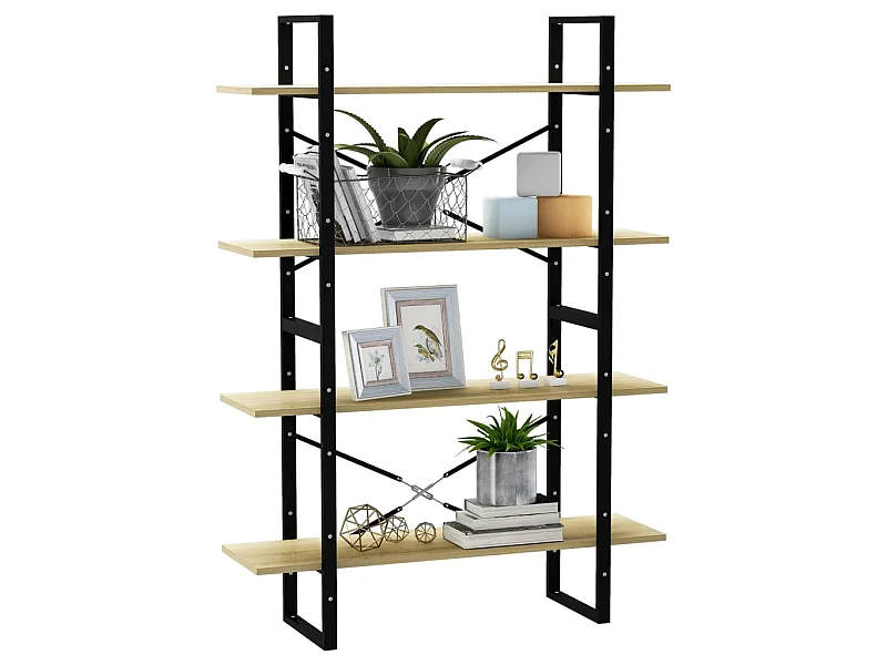 Bibliothèque à 4 niveaux Chêne sonoma 100x30x140