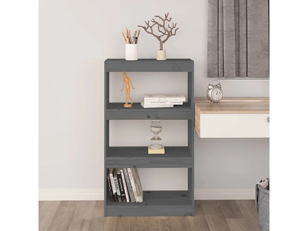 Bibliothèque-Séparateur de pièce Gris 60x30x103,5 Pin solide