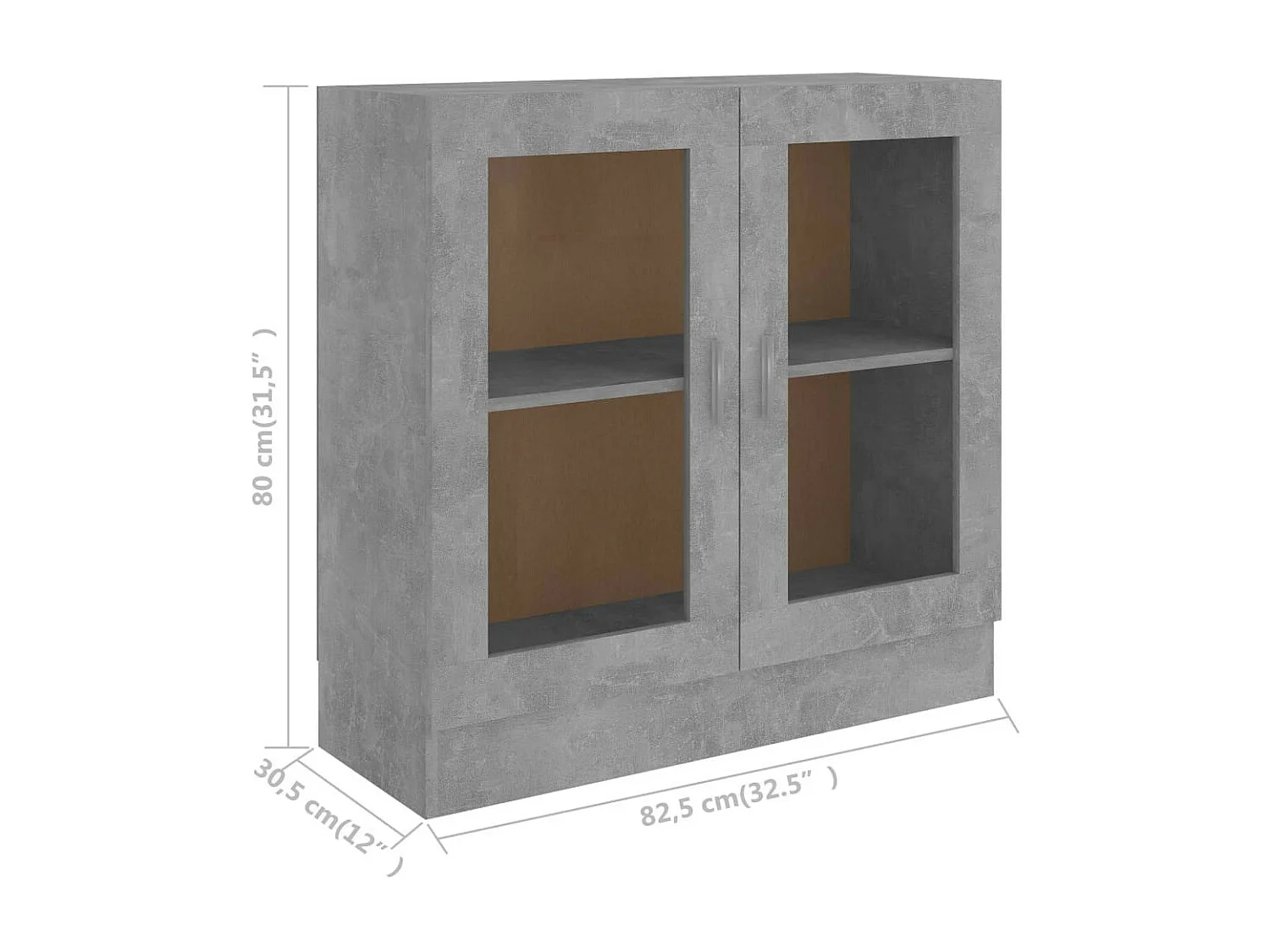 Armoire à vitrine Gris béton 82,5x30,5x80