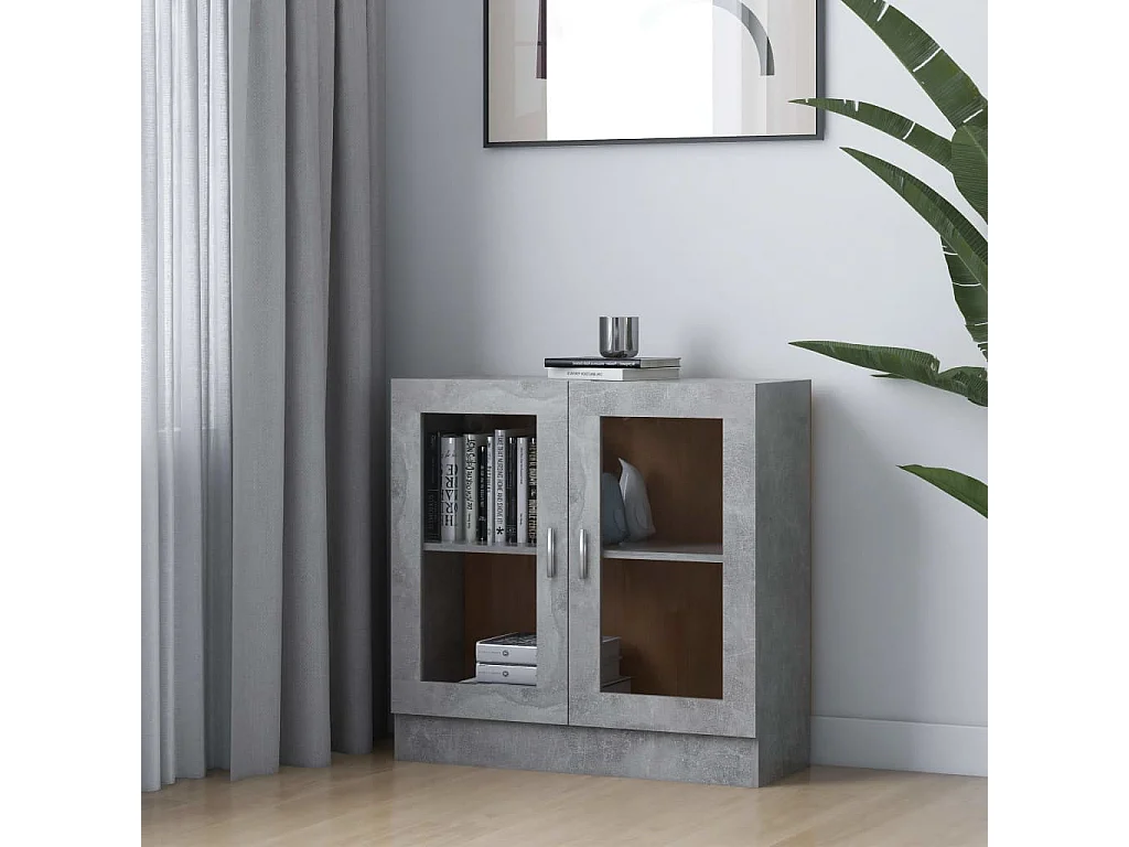 Armoire à vitrine Gris béton 82,5x30,5x80