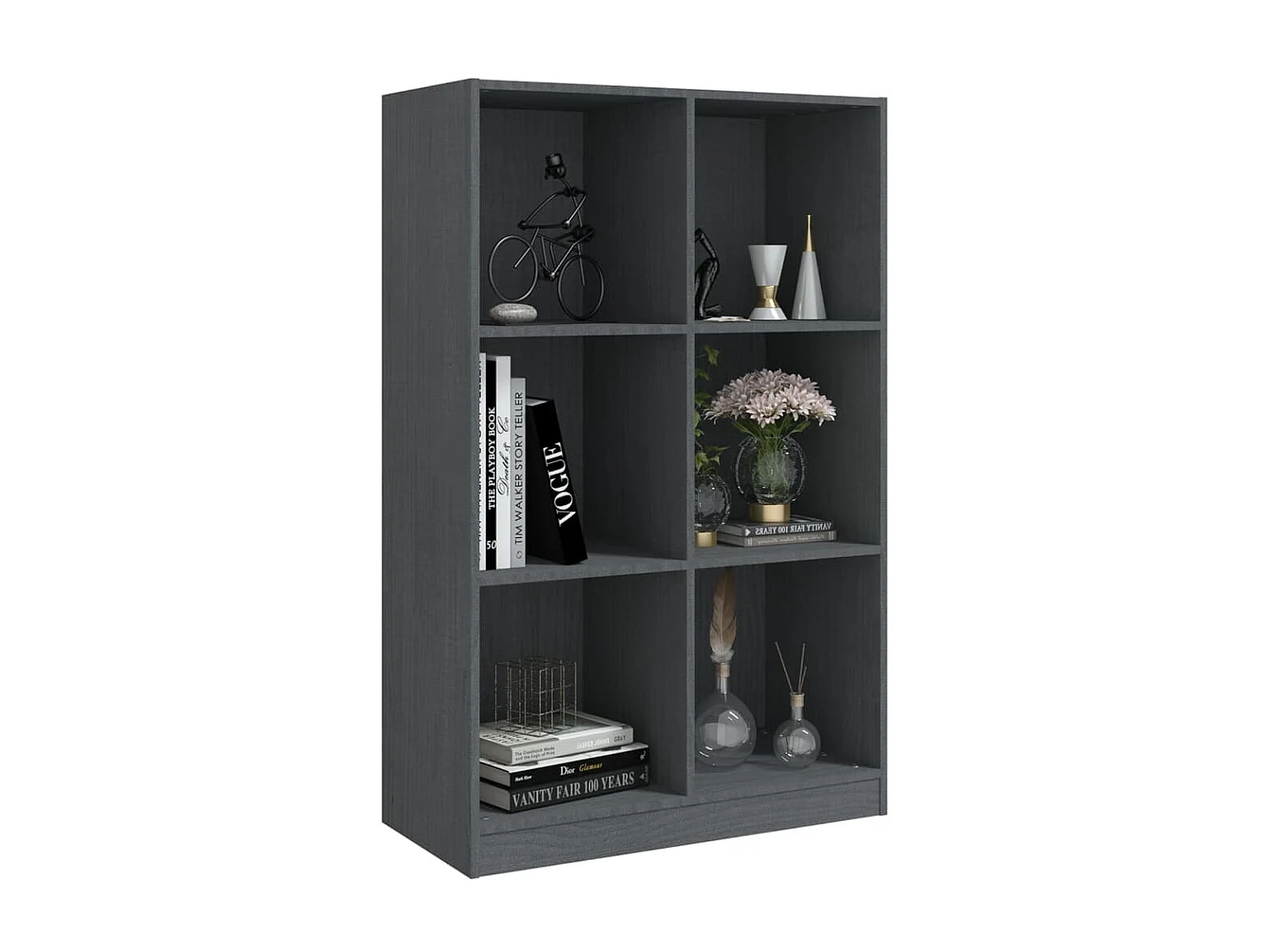 Boekenkast 70x33x110 cm massief grenenhout grijs