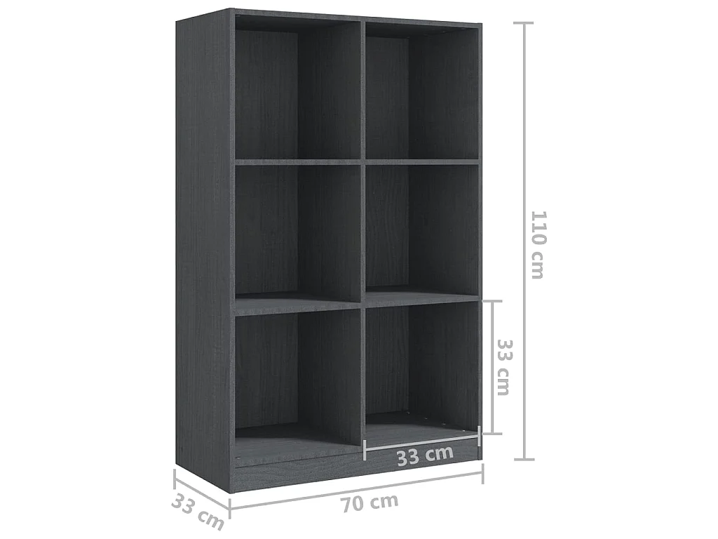 Boekenkast 70x33x110 cm massief grenenhout grijs