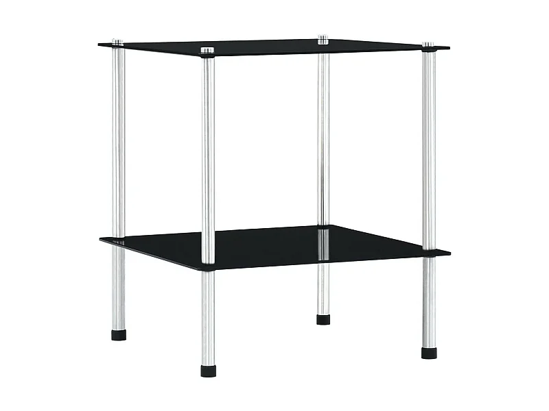 Étagère à 2 niveaux Noir 40x40x47 Verre trempé