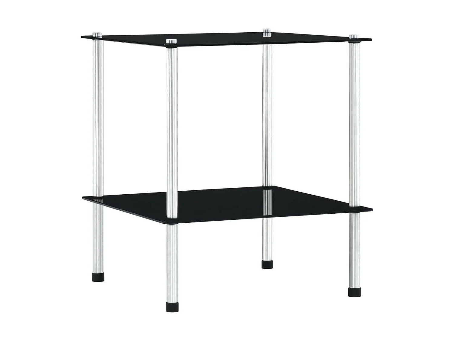 Étagère à 2 niveaux Noir 40x40x47 Verre trempé