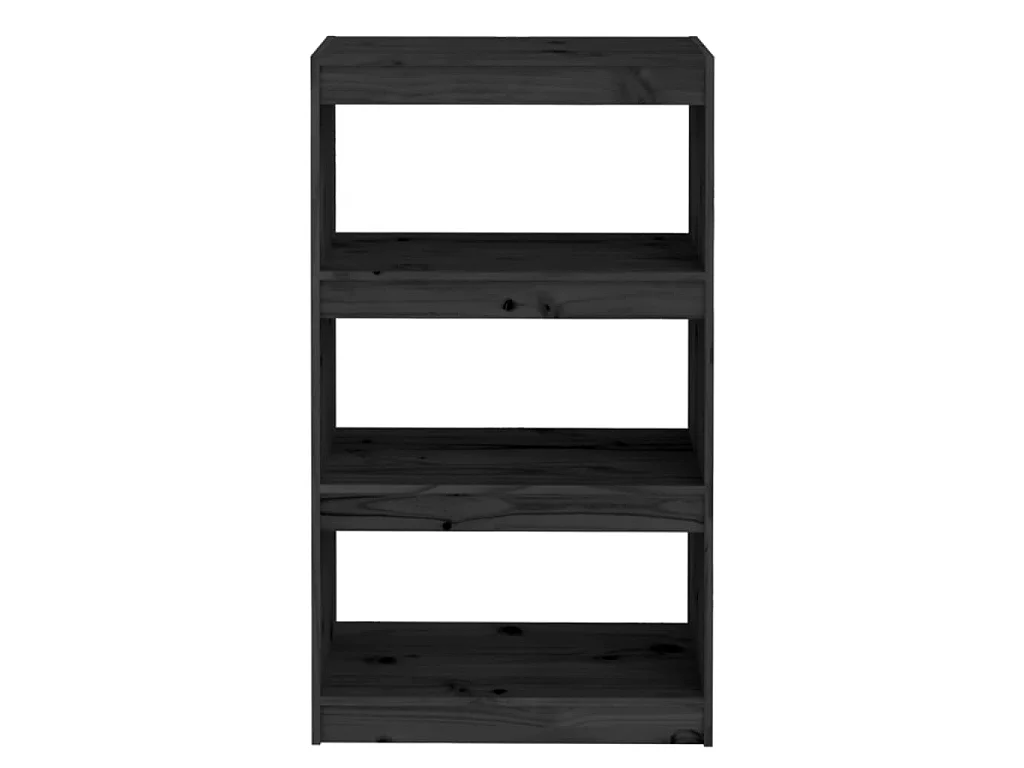 Bibliothèque-Séparateur de pièce Noir 60x30x103,5 Pin solide