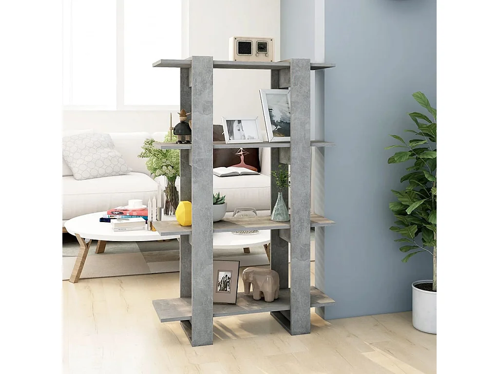 Bibliothèque-Séparateur de pièce Gris béton 80x30x123,5