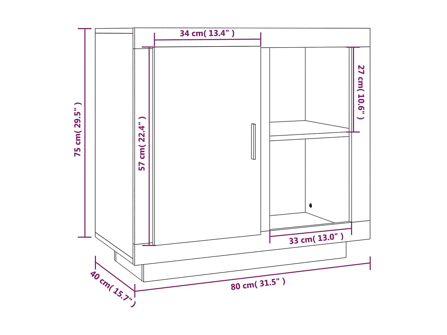 Meuble bas Sonoma gris 80x40x75