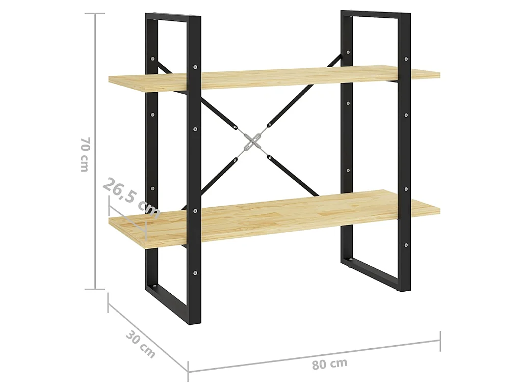 Bibliothèque à 2 niveaux 80x30x70 Bois de pin massif