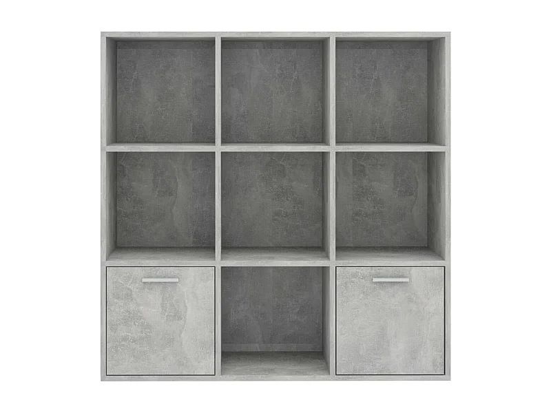 Bibliothèque étagère en bois Valika 98cm - 7 niches 2 portes-Gris béton
