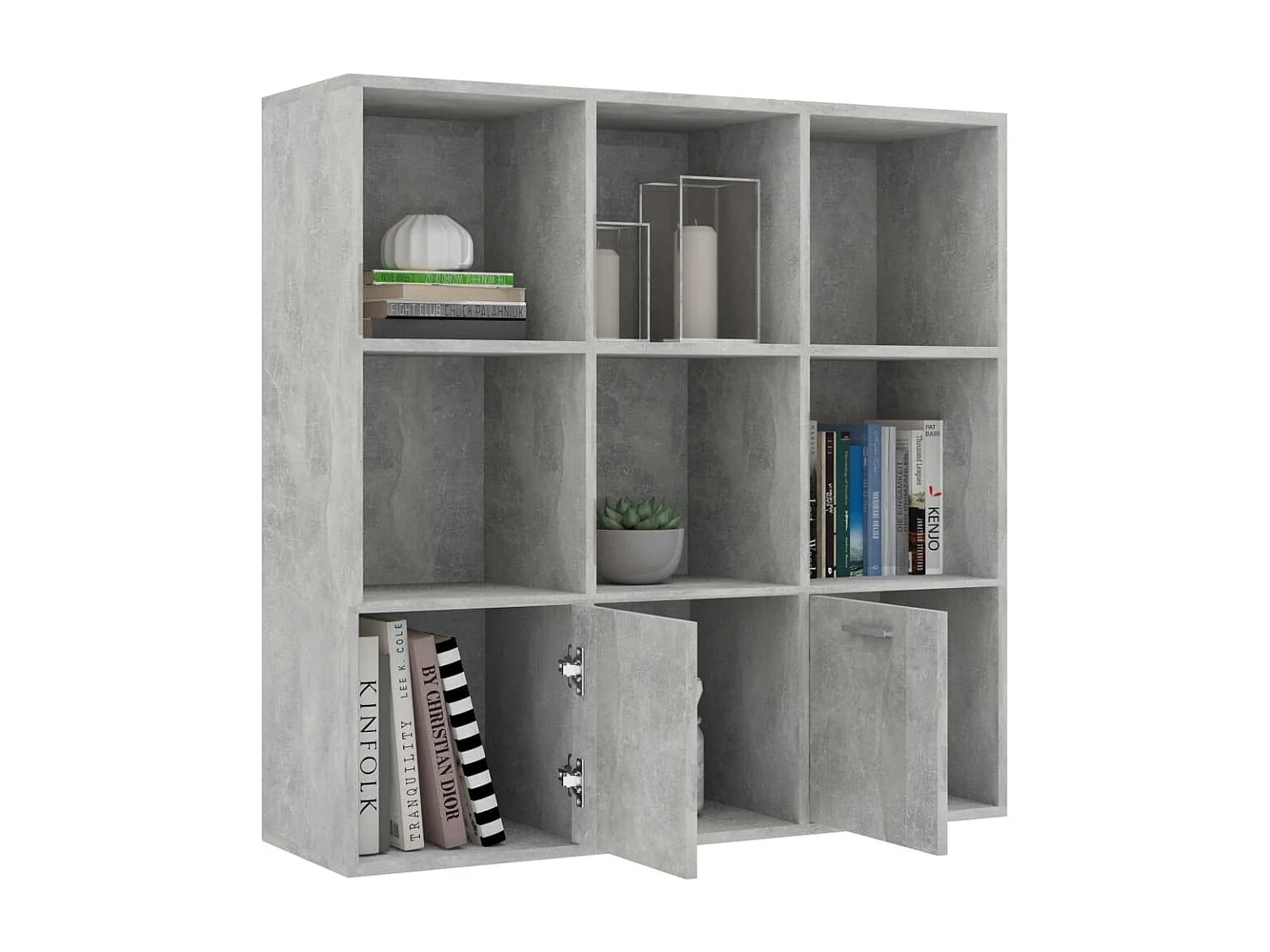 Boekenkast 98x30x98 cm spaanplaat betongrijs