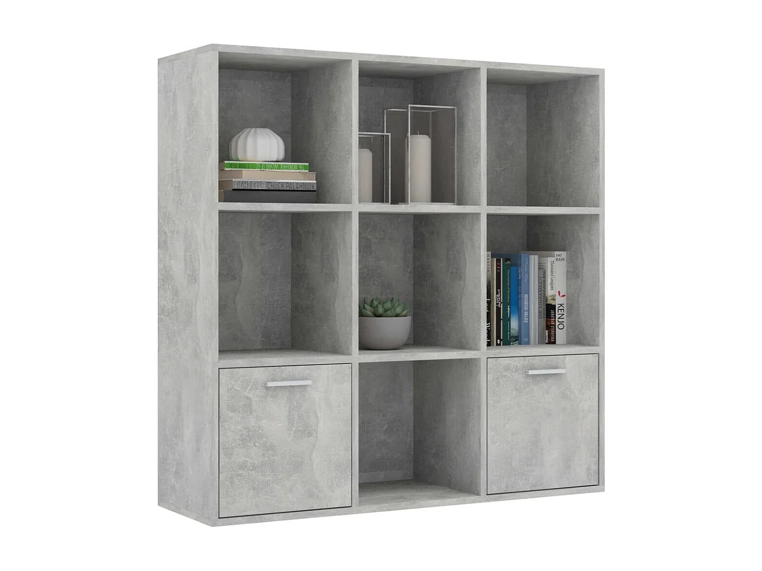 Boekenkast 98x30x98 cm spaanplaat betongrijs