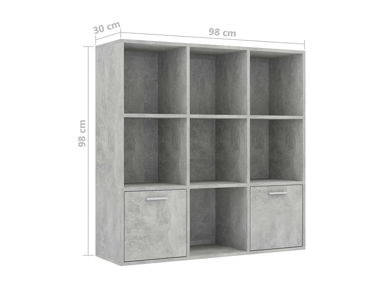 Boekenkast 98x30x98 cm spaanplaat betongrijs