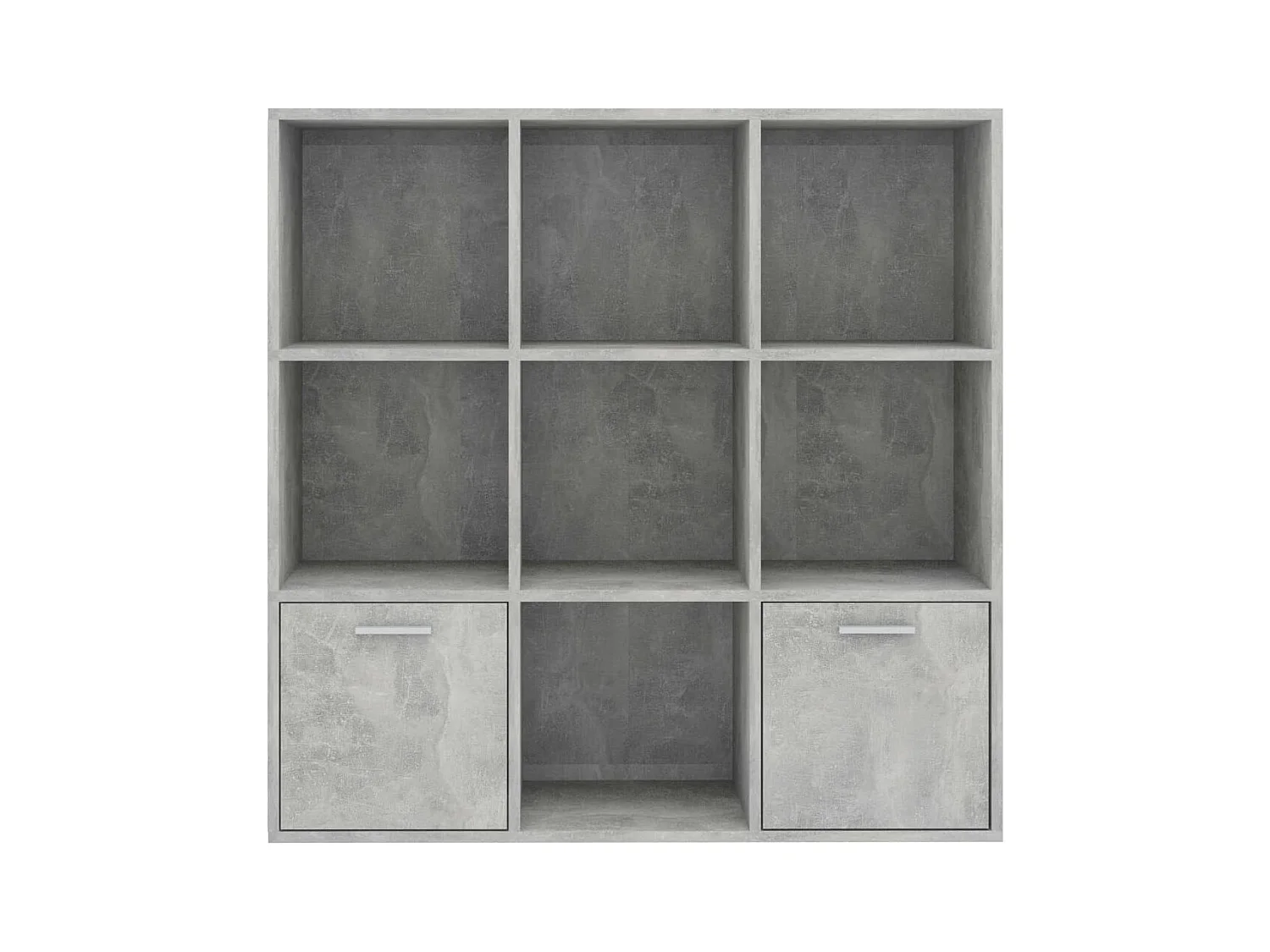 Bibliothèque étagère en bois Valika 98cm - 7 niches 2 portes-Gris béton