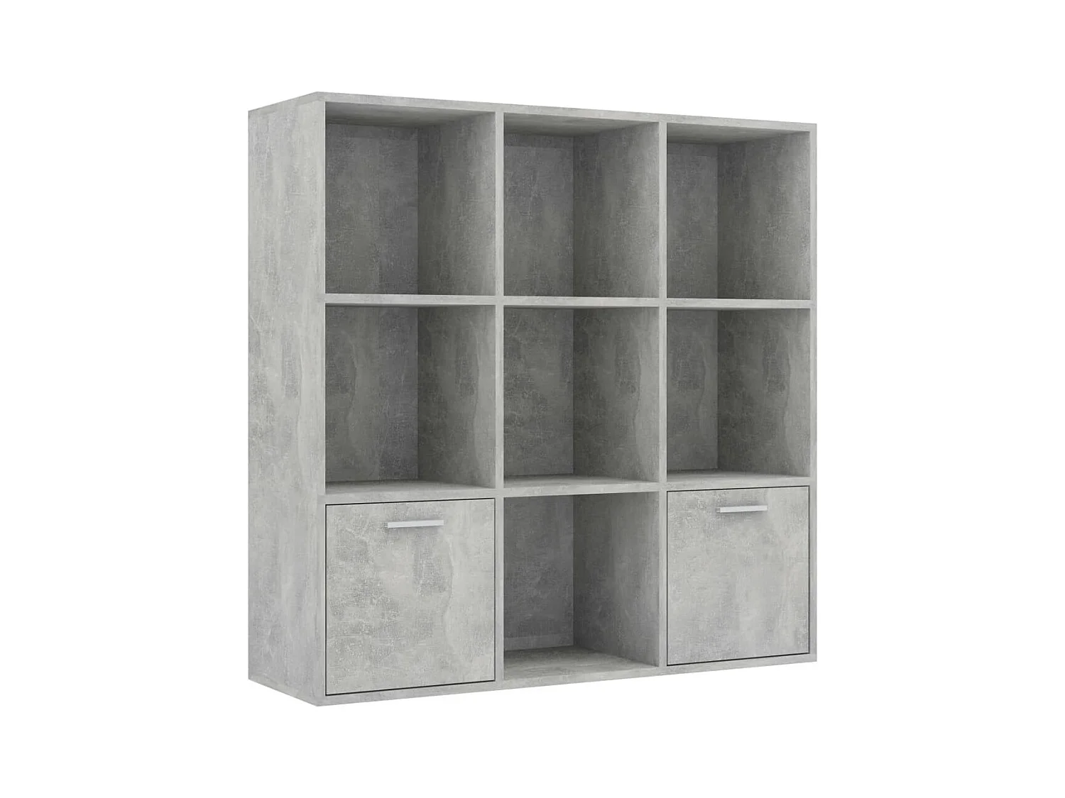 Bibliothèque étagère en bois Valika 98cm - 7 niches 2 portes-Gris béton