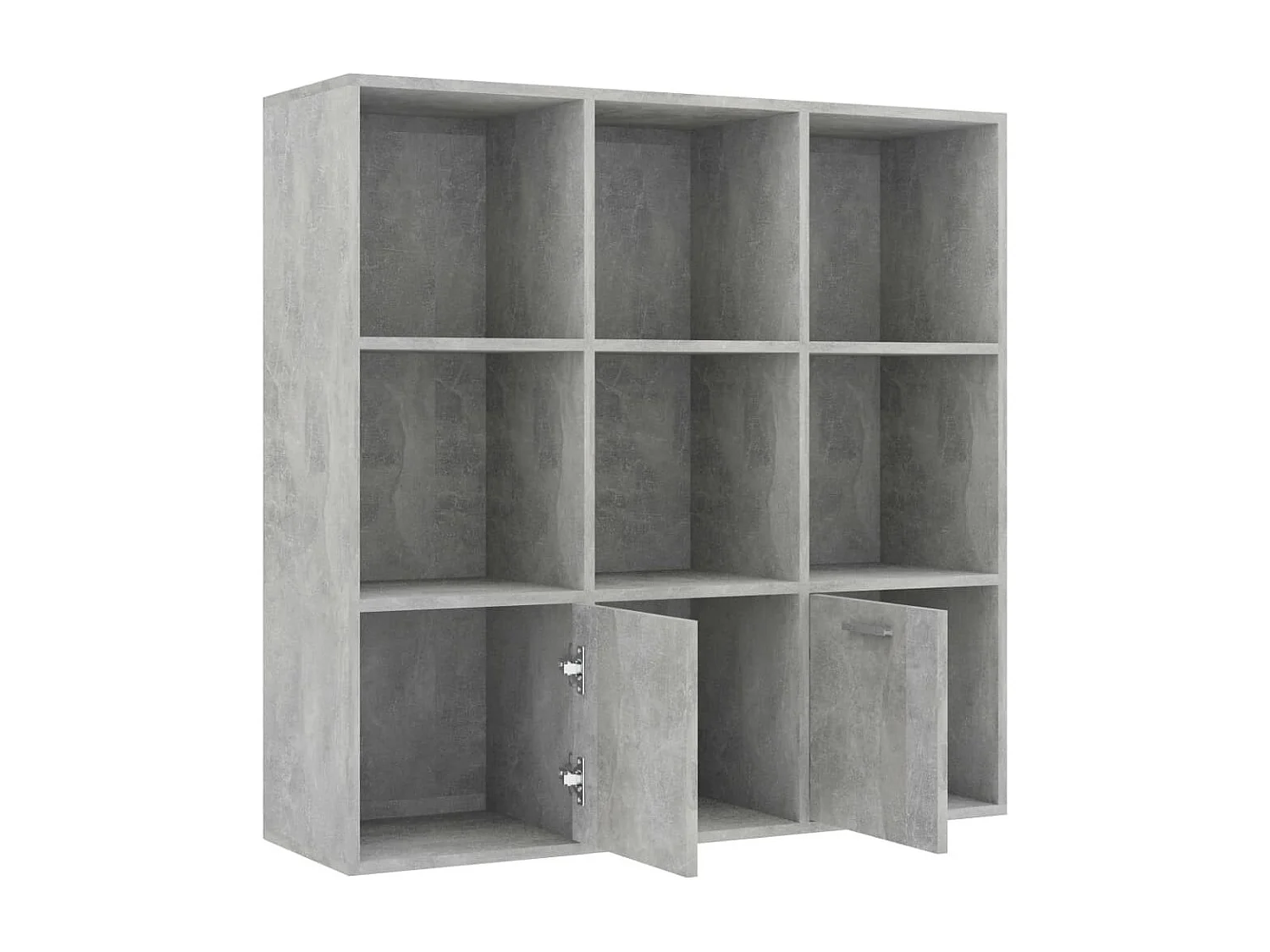 Bibliothèque étagère en bois Valika 98cm - 7 niches 2 portes-Gris béton