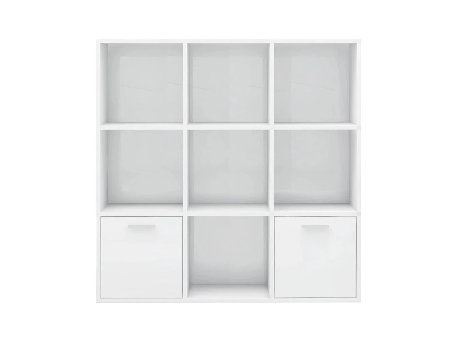 Bibliothèque étagère en bois Valika 98cm - 7 niches 2 portes-Gris béton