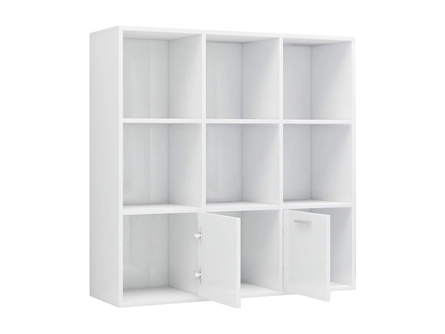 Bibliothèque étagère en bois Valika 98cm - 7 niches 2 portes-Gris béton