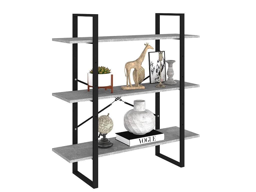 Boekenkast 100x30x105 cm bewerkt hout betongrijs