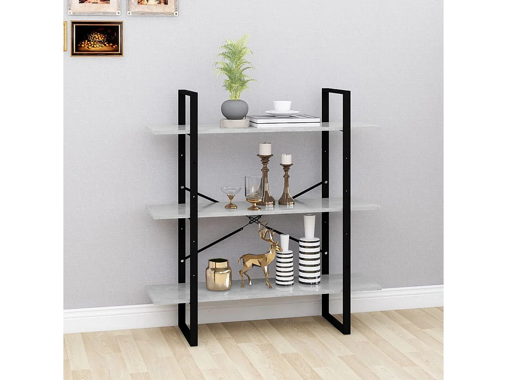 Boekenkast 100x30x105 cm bewerkt hout betongrijs