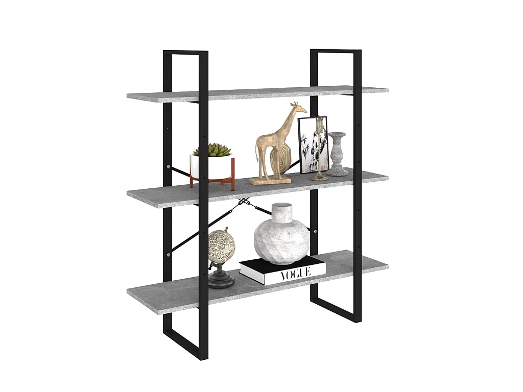 Boekenkast 100x30x105 cm bewerkt hout betongrijs