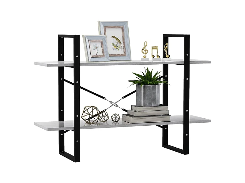 Bibliothèque à 2 niveaux Gris béton 100x30x70