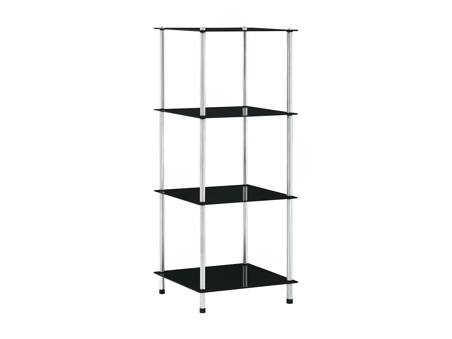 Étagère à 4 niveaux Noir 40x40x100 Verre trempé