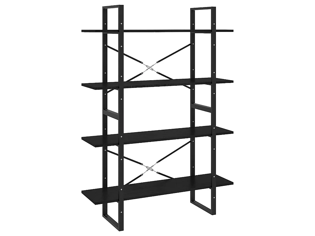 Bibliothèque à 4 niveaux Noir 100x30x140 Bois de pin massif