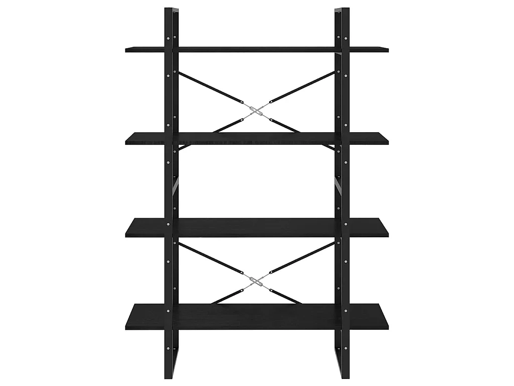 Bibliothèque à 4 niveaux Noir 100x30x140 Bois de pin massif