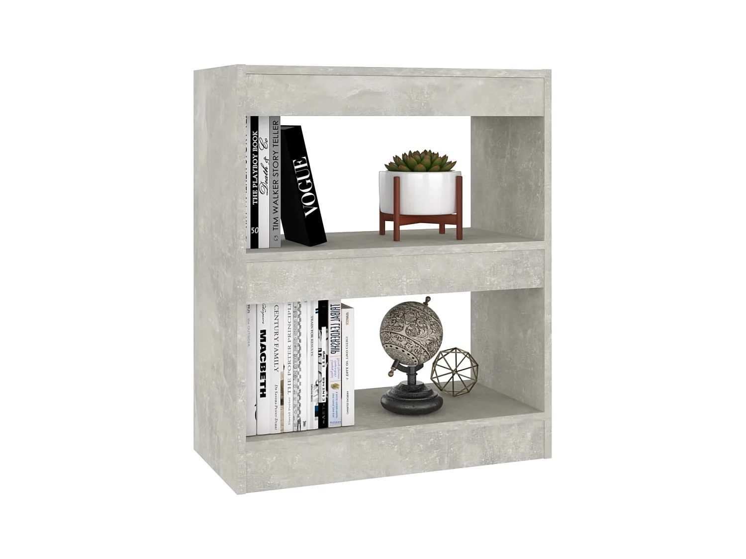 Bibliothèque-Séparateur de pièce Gris béton 60x30x72