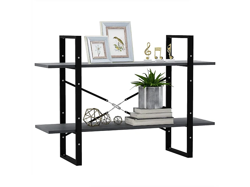 Bibliothèque à 2 niveaux Gris 100x30x70 Bois de pin massif