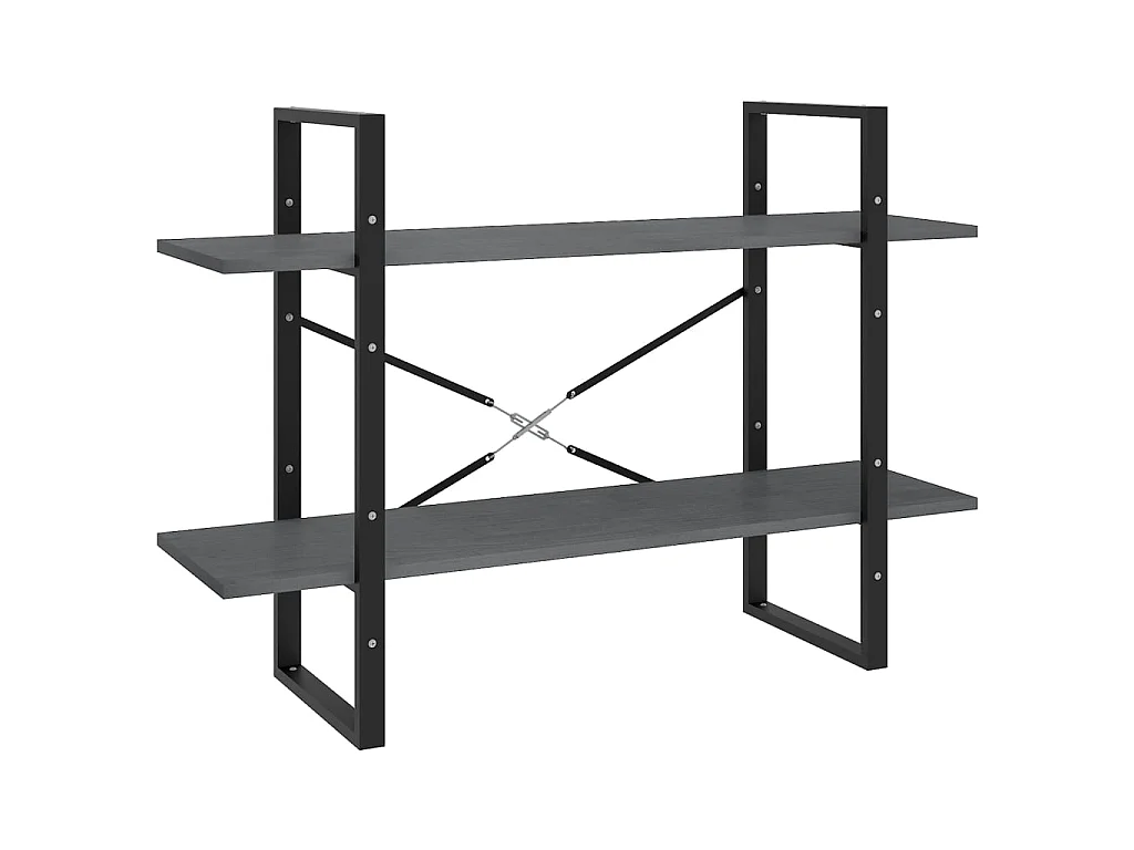 Bibliothèque à 2 niveaux Gris 100x30x70 Bois de pin massif