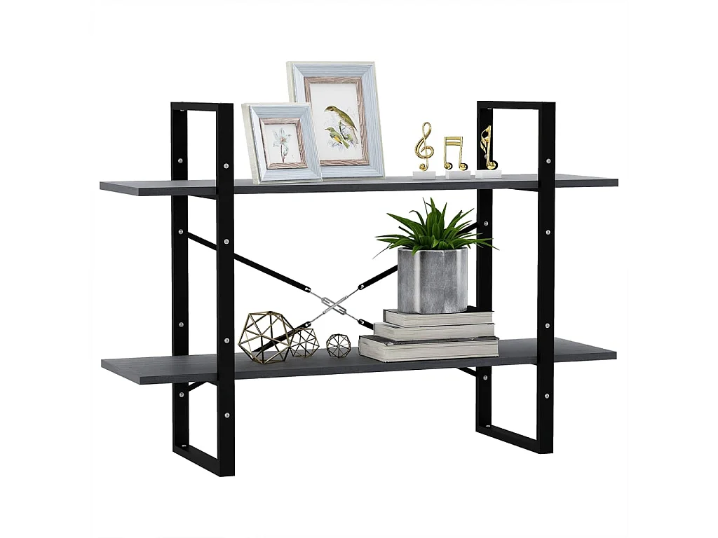 Boekenkast met 2 schappen 100x30x70 cm massief grenenhout grijs