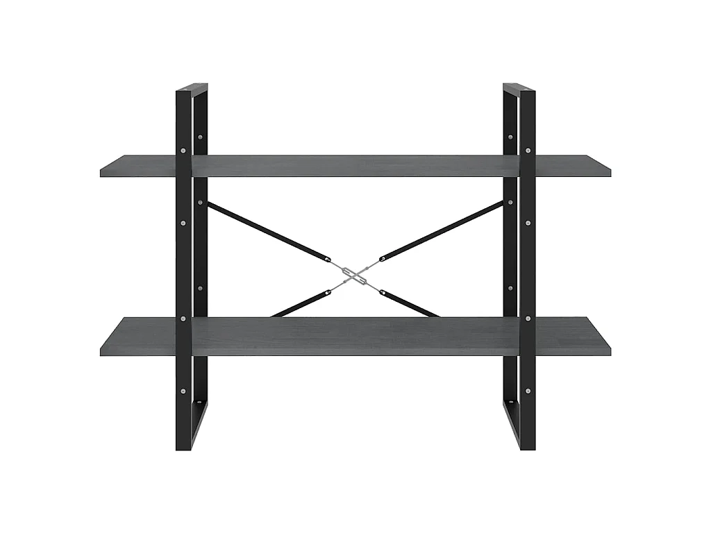 Boekenkast met 2 schappen 100x30x70 cm massief grenenhout grijs